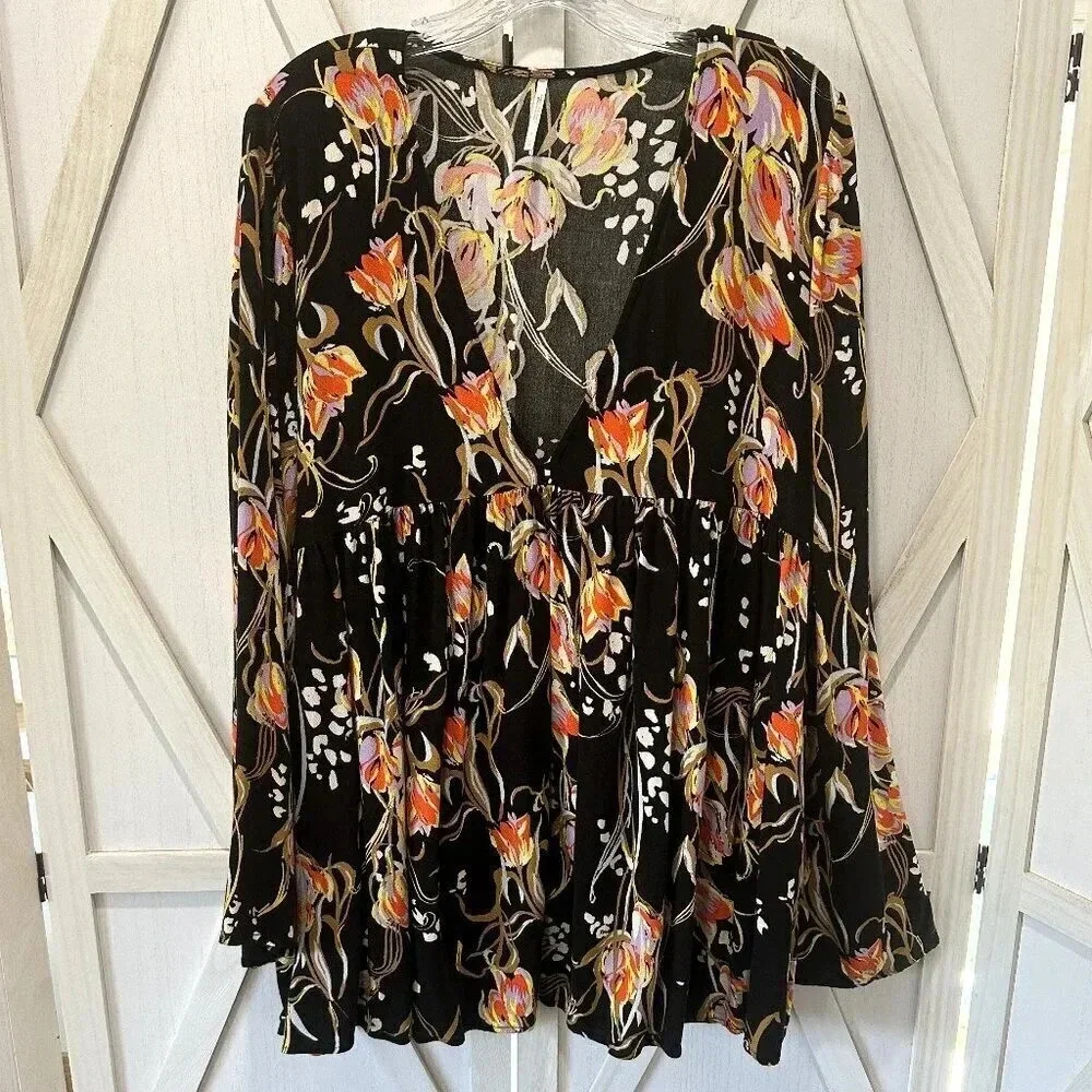 Free People Bella Print Tunic in Onyx Combo